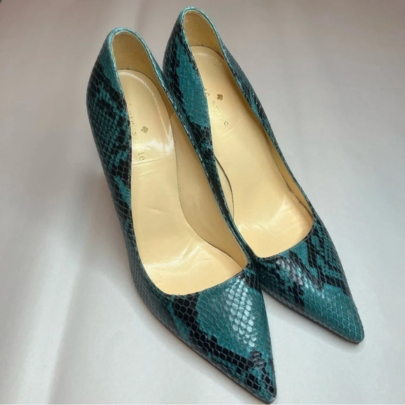 KATE SPADE Licorice Blue Snakeskin Heels Pump - Picture 1 of 8